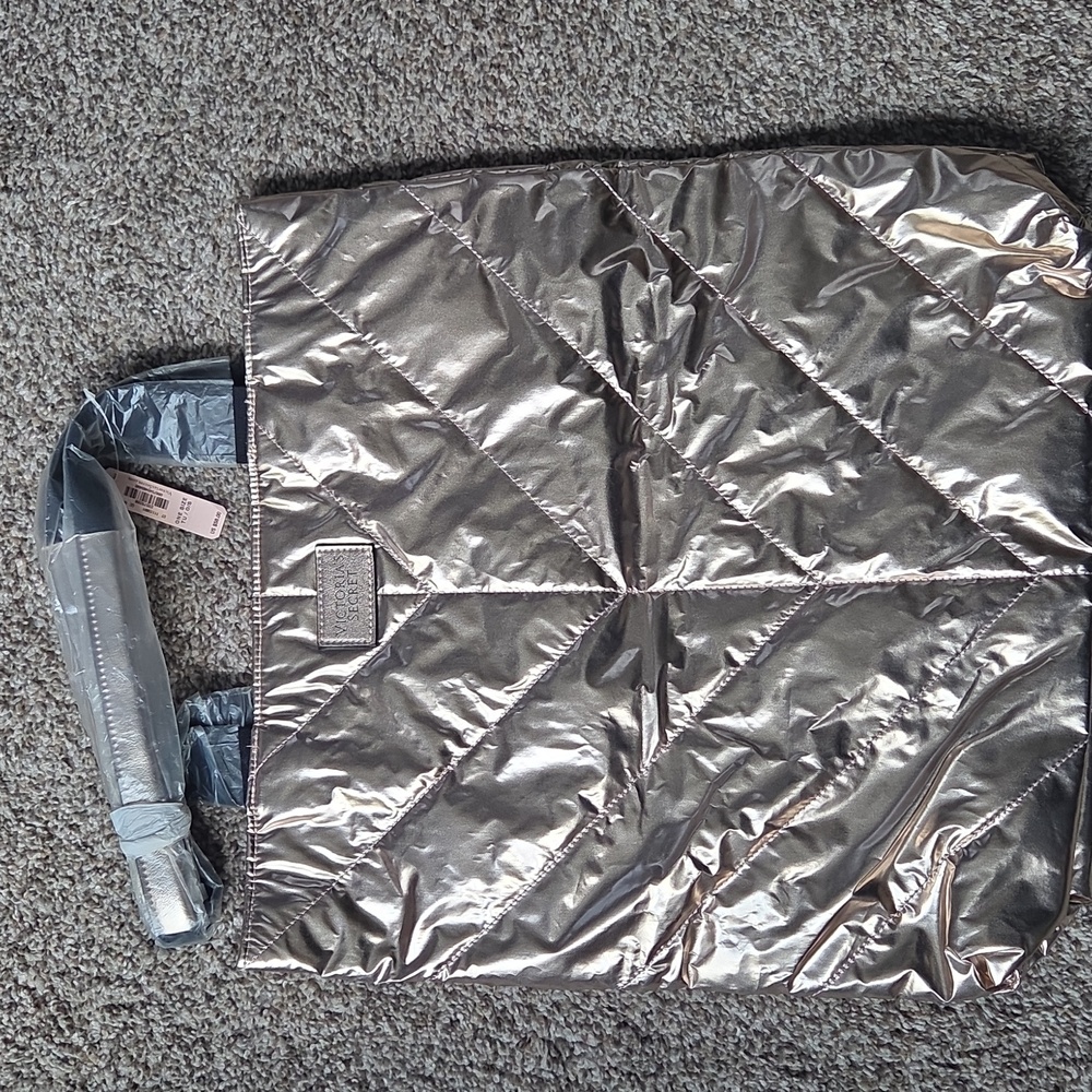 Victoria Secret Metallic Quilted Tote Bag